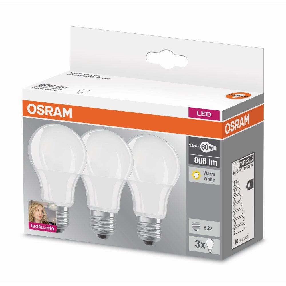 E27 8,5 Watt 2700 Kelvin 806 Lumen Set of 3