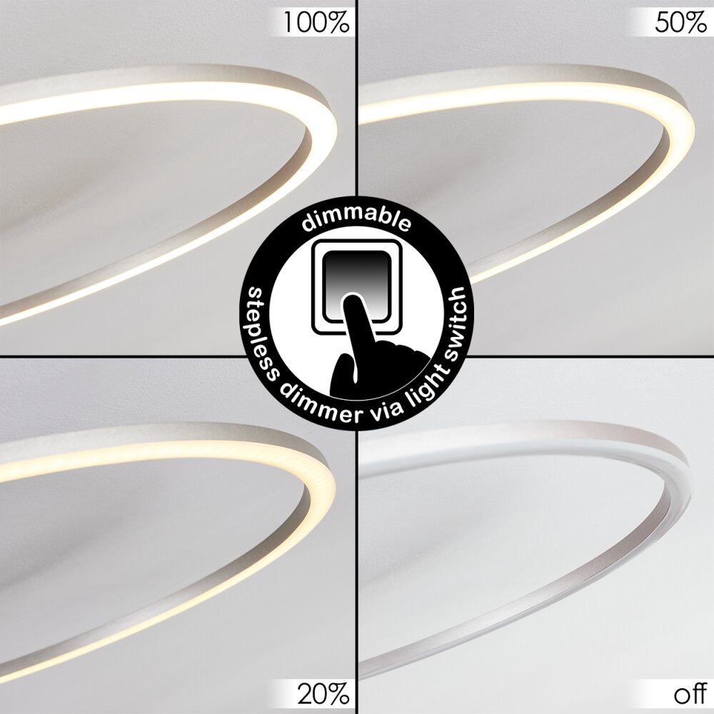 JOHSA Ceiling Light LED matt nickel, 2-light sources