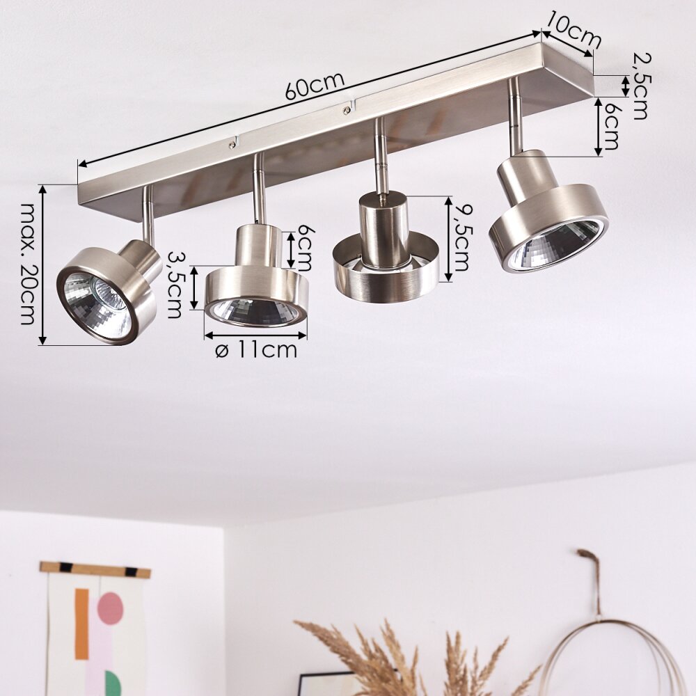 CHAGRES Ceiling Light matt nickel, 4-light sources
