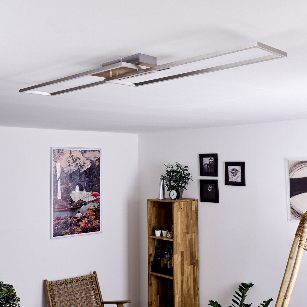 CHEKA Ceiling Light LED brown, matt nickel, 2-light sources, Remote control