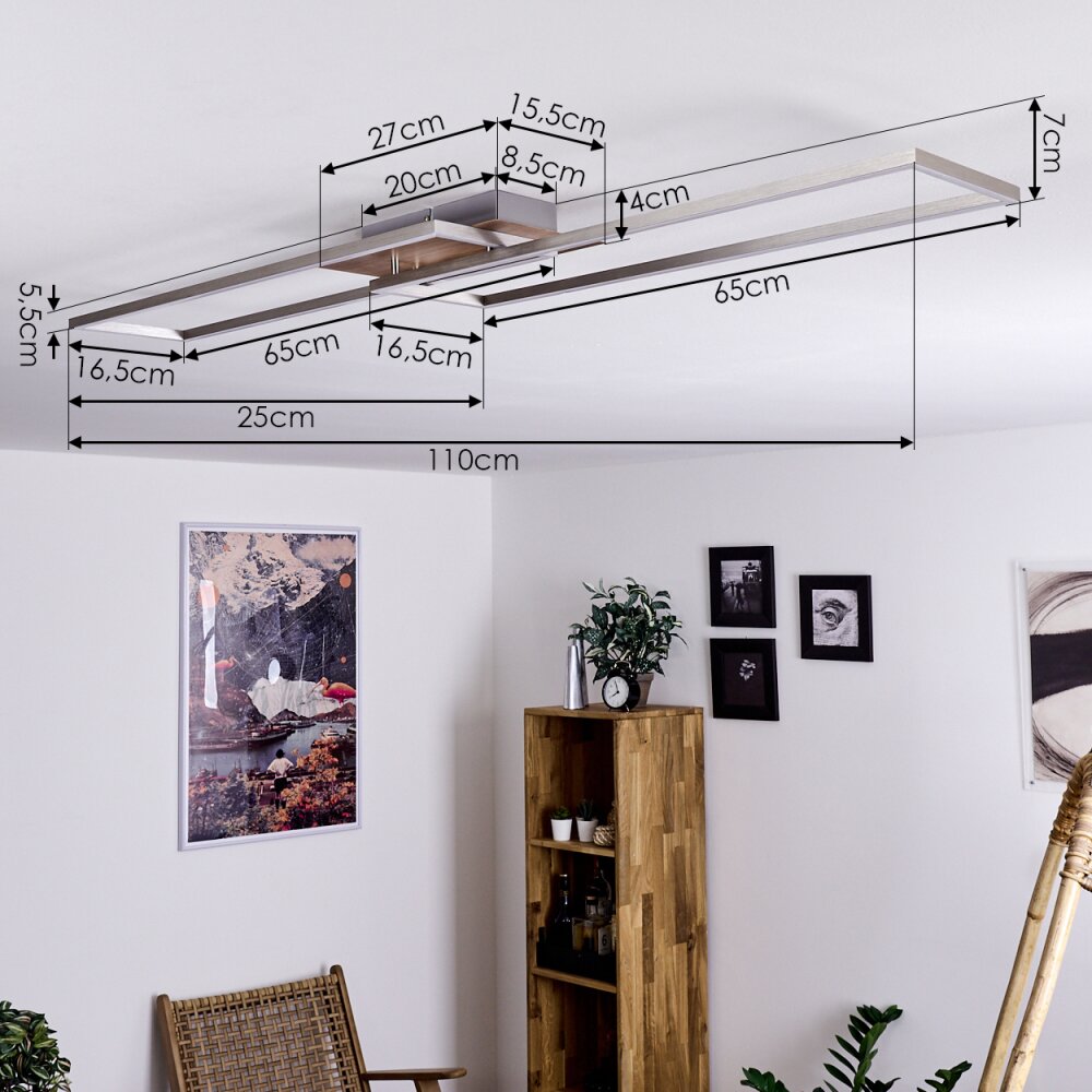 CHEKA Ceiling Light LED brown, matt nickel, 2-light sources, Remote control
