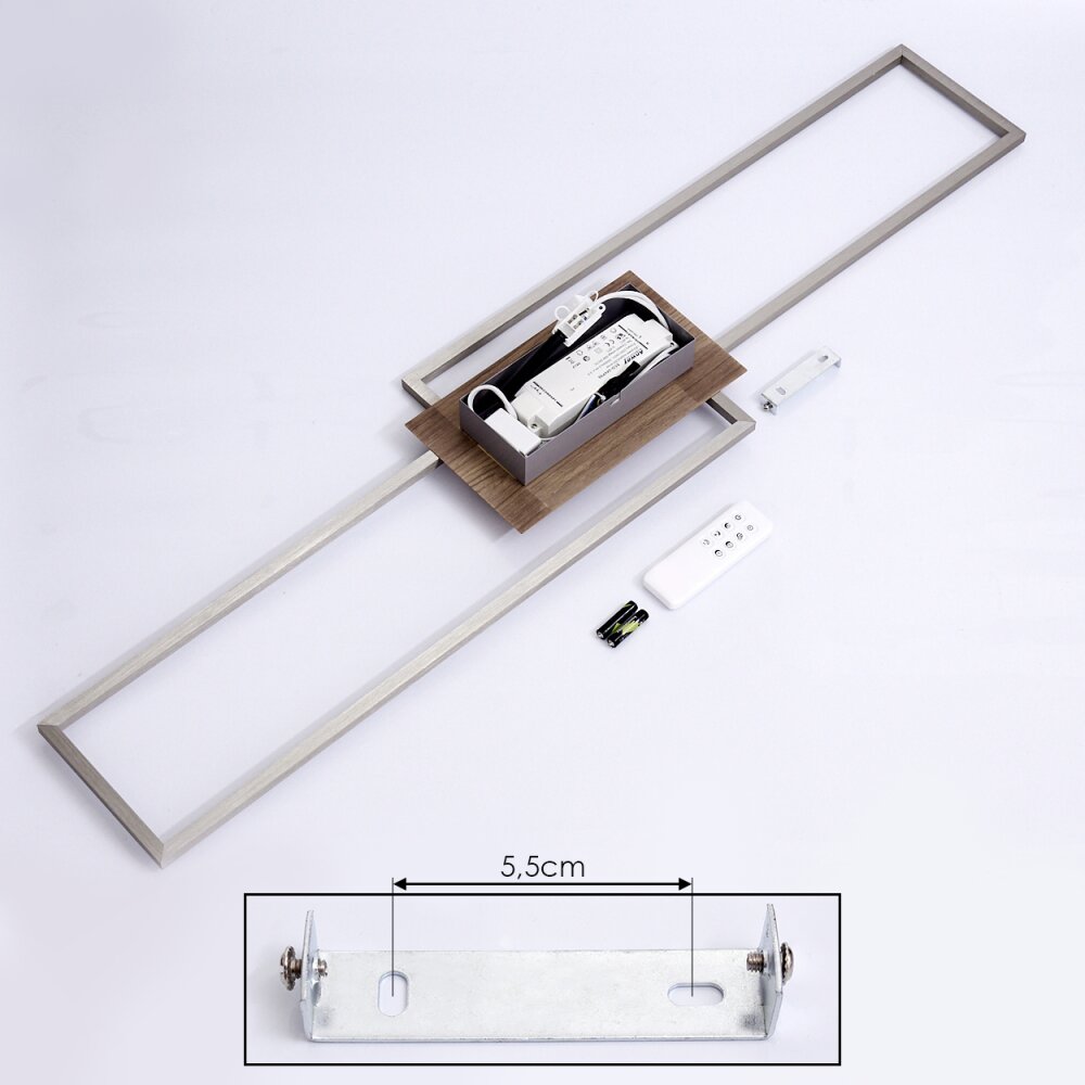 CHEKA Ceiling Light LED brown, matt nickel, 2-light sources, Remote control