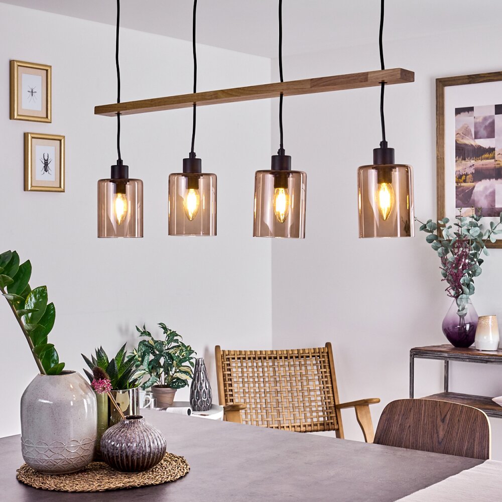 Ethelton Pendant Light Dark wood, black, 4-light sources