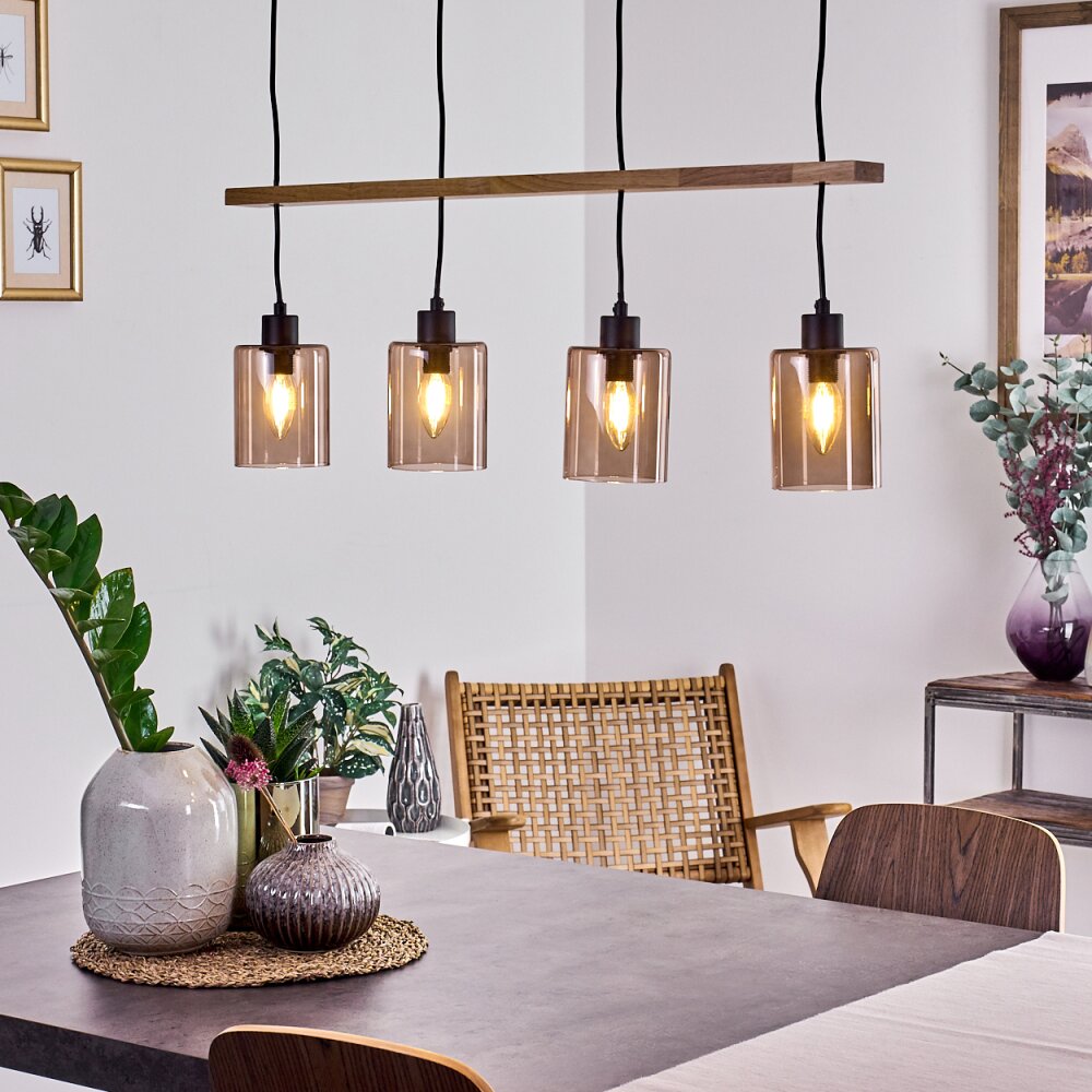 Ethelton Pendant Light Dark wood, black, 4-light sources