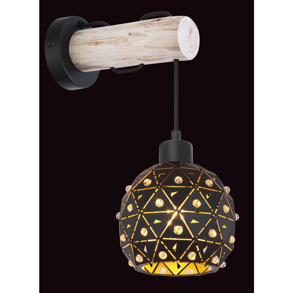 Globo JODIE Wall Light Light wood, black, 1-light source