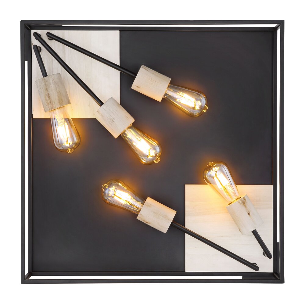 Globo HAGAR Ceiling Light Light wood, black, 5-light sources