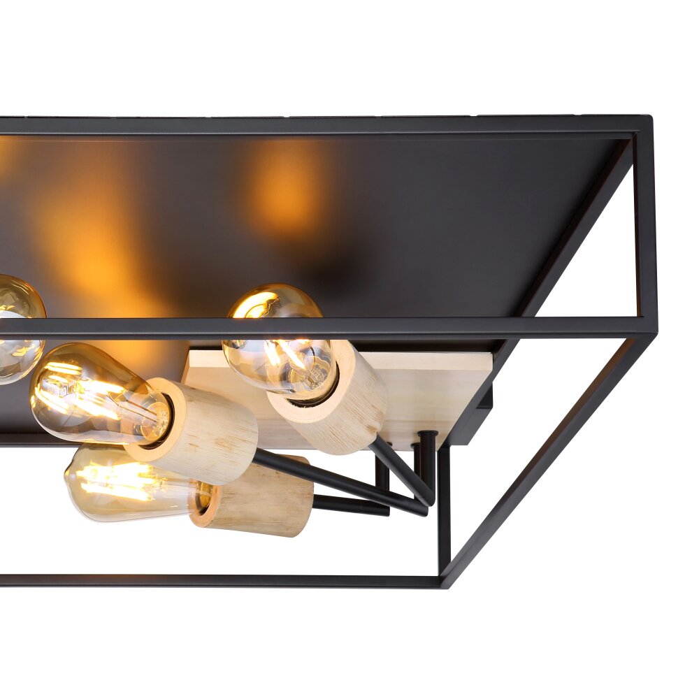 Globo HAGAR Ceiling Light Light wood, black, 5-light sources