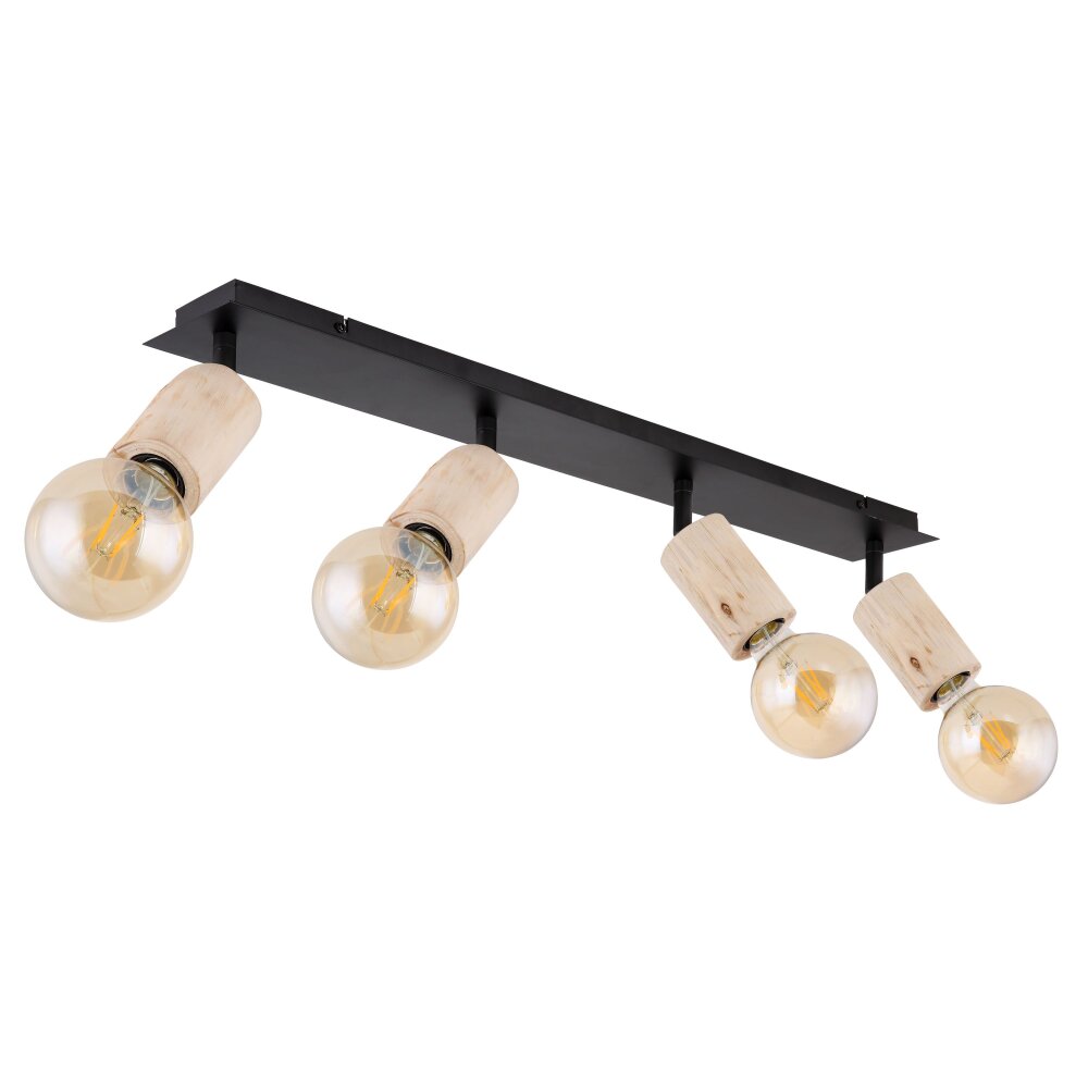 Globo JOSEBA Spotlight Light wood, black, 4-light sources