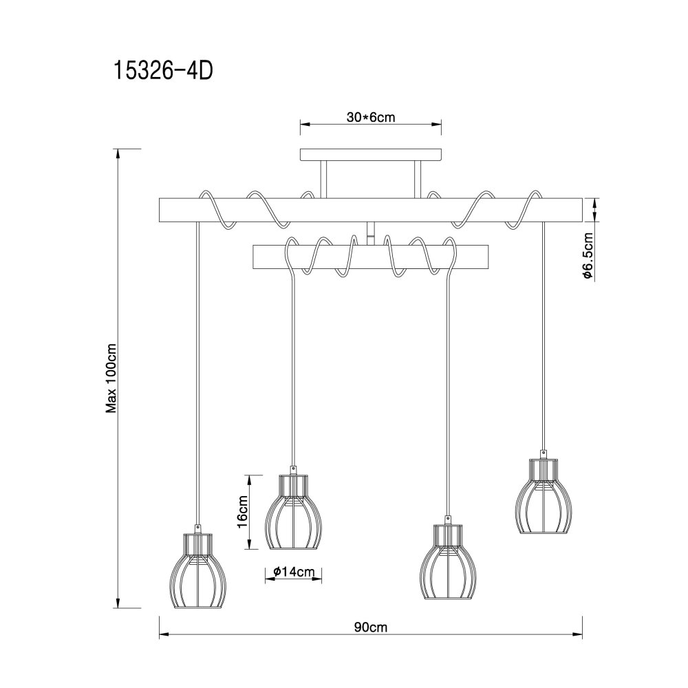 Globo MINA Ceiling Light black, 4-light sources