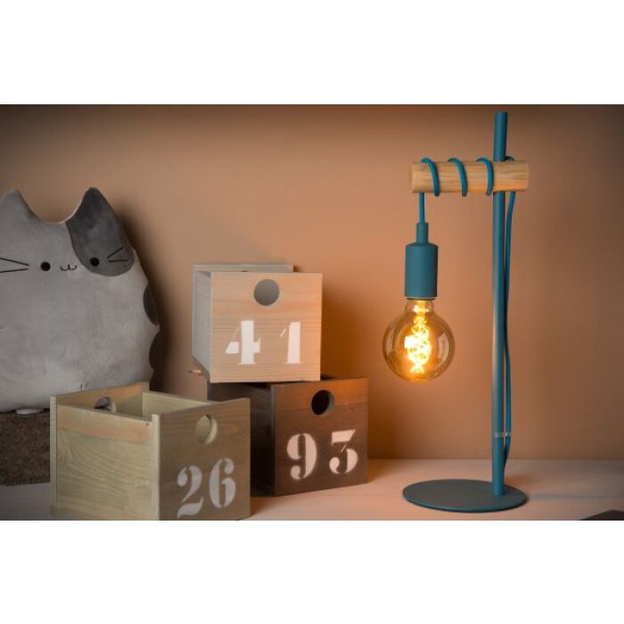 Lucide Pola Table lamp blue, Light wood, 1-light source