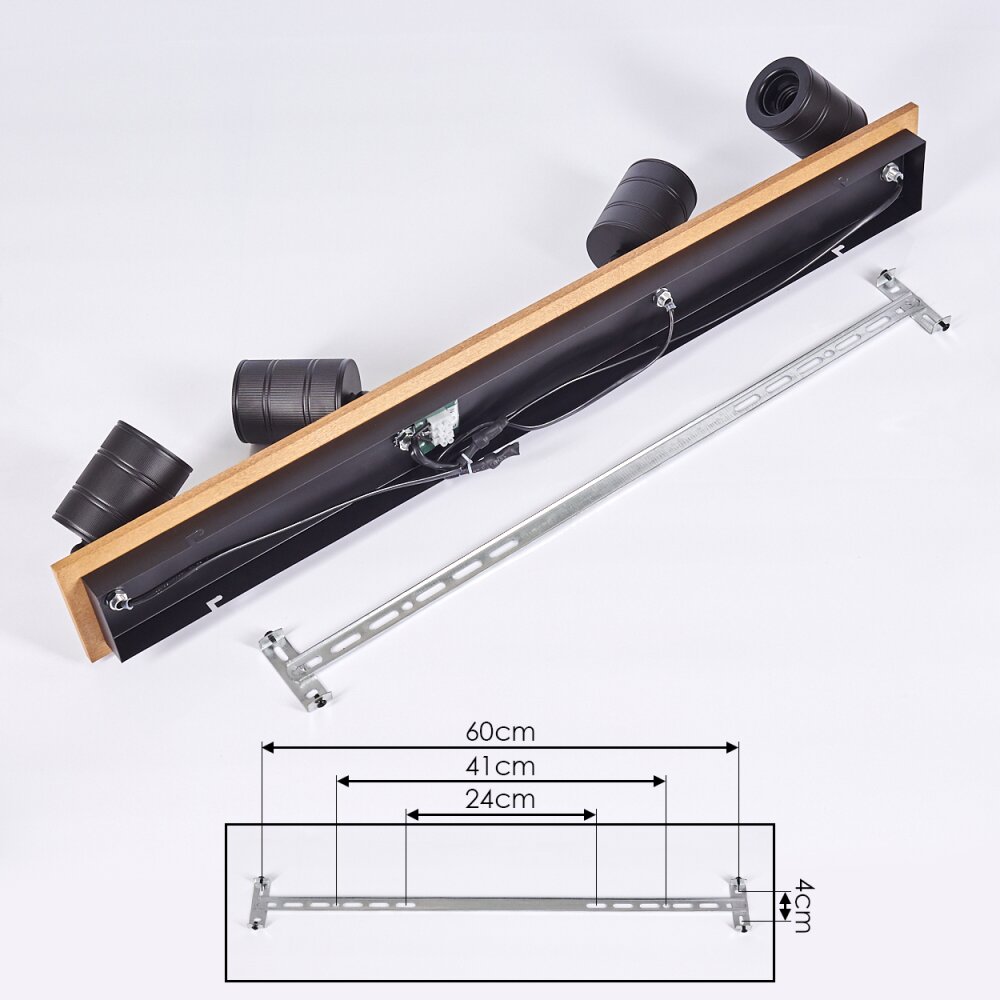 Raccuia Ceiling Light Dark wood, black, 4-light sources