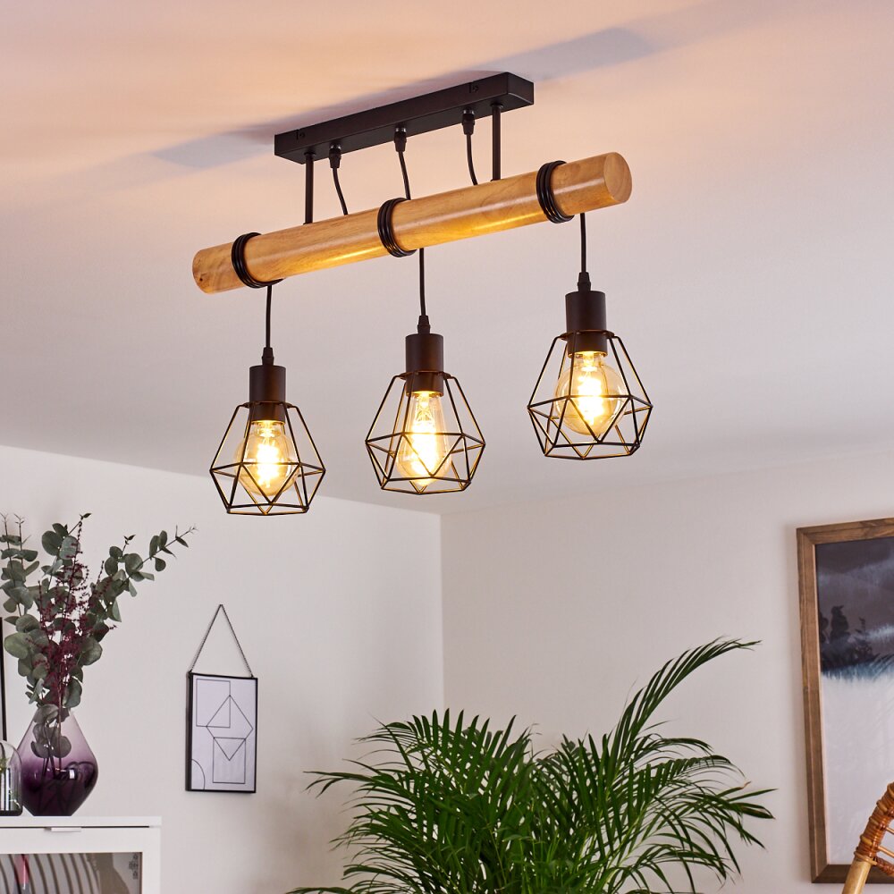 Yaak Ceiling Light Light wood, black, 3-light sources