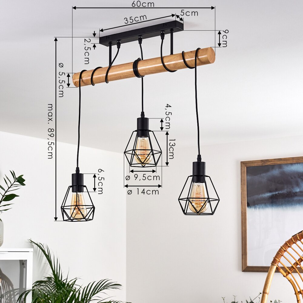 Yaak Ceiling Light Light wood, black, 3-light sources