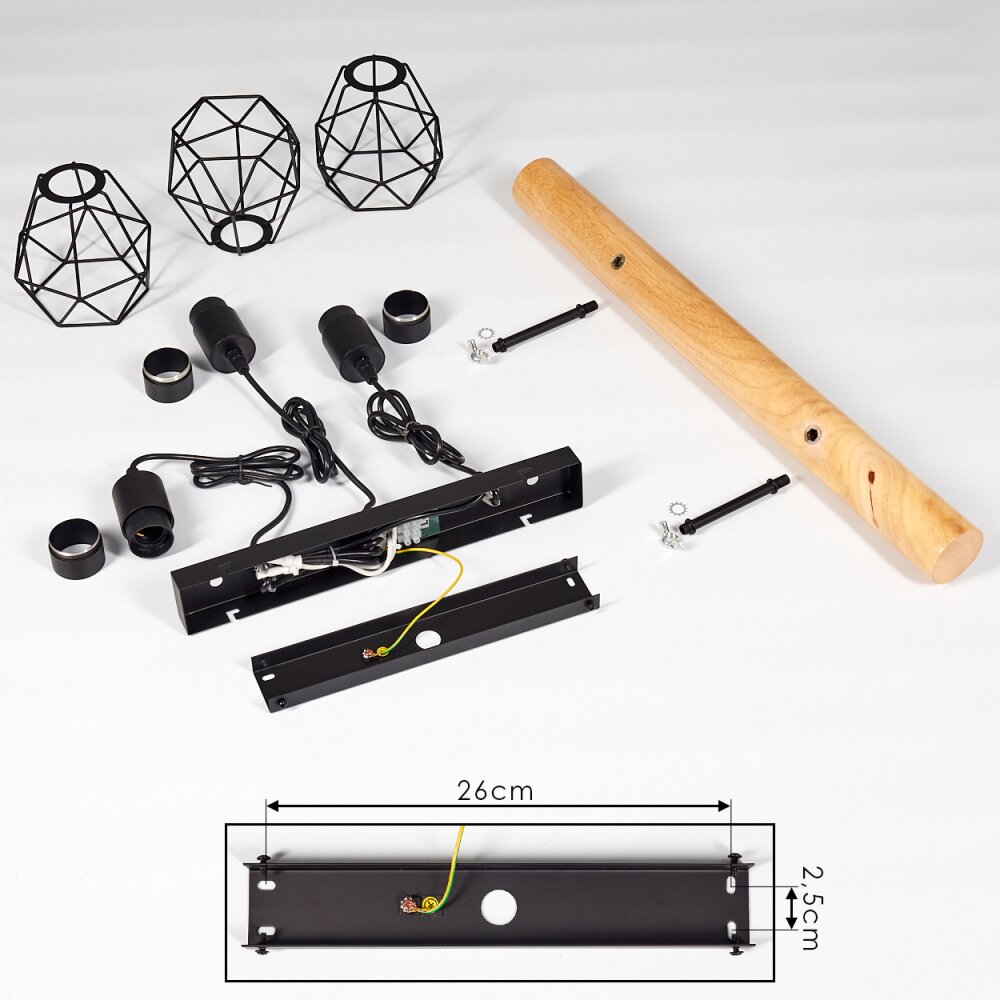 Yaak Ceiling Light Light wood, black, 3-light sources