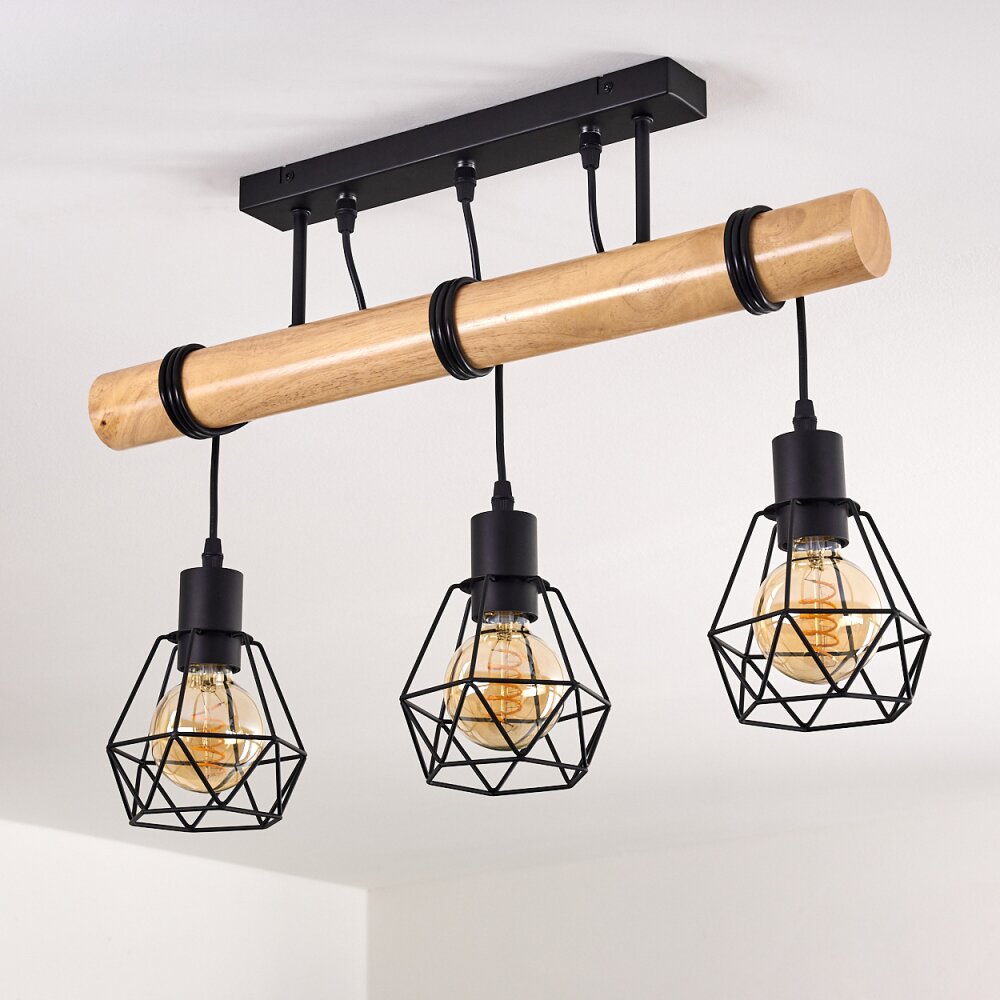 Yaak Ceiling Light Light wood, black, 3-light sources