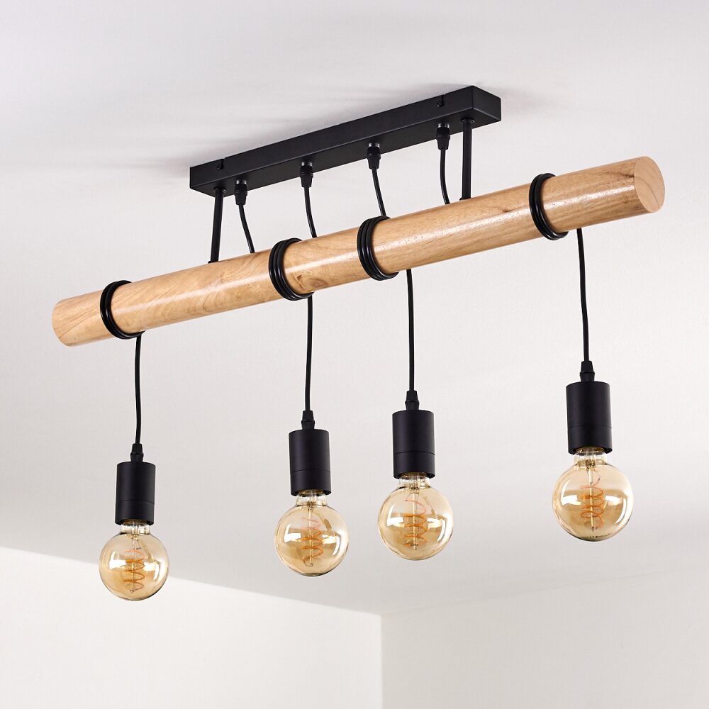 Yaak Ceiling Light Light wood, black, 4-light sources