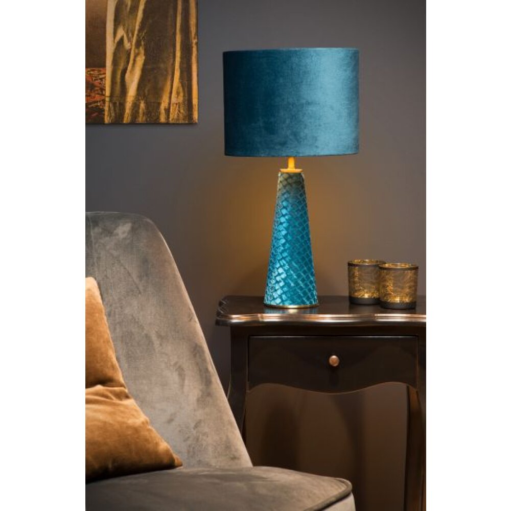 Lucide VELVET Table lamp blue, brass, 1-light source