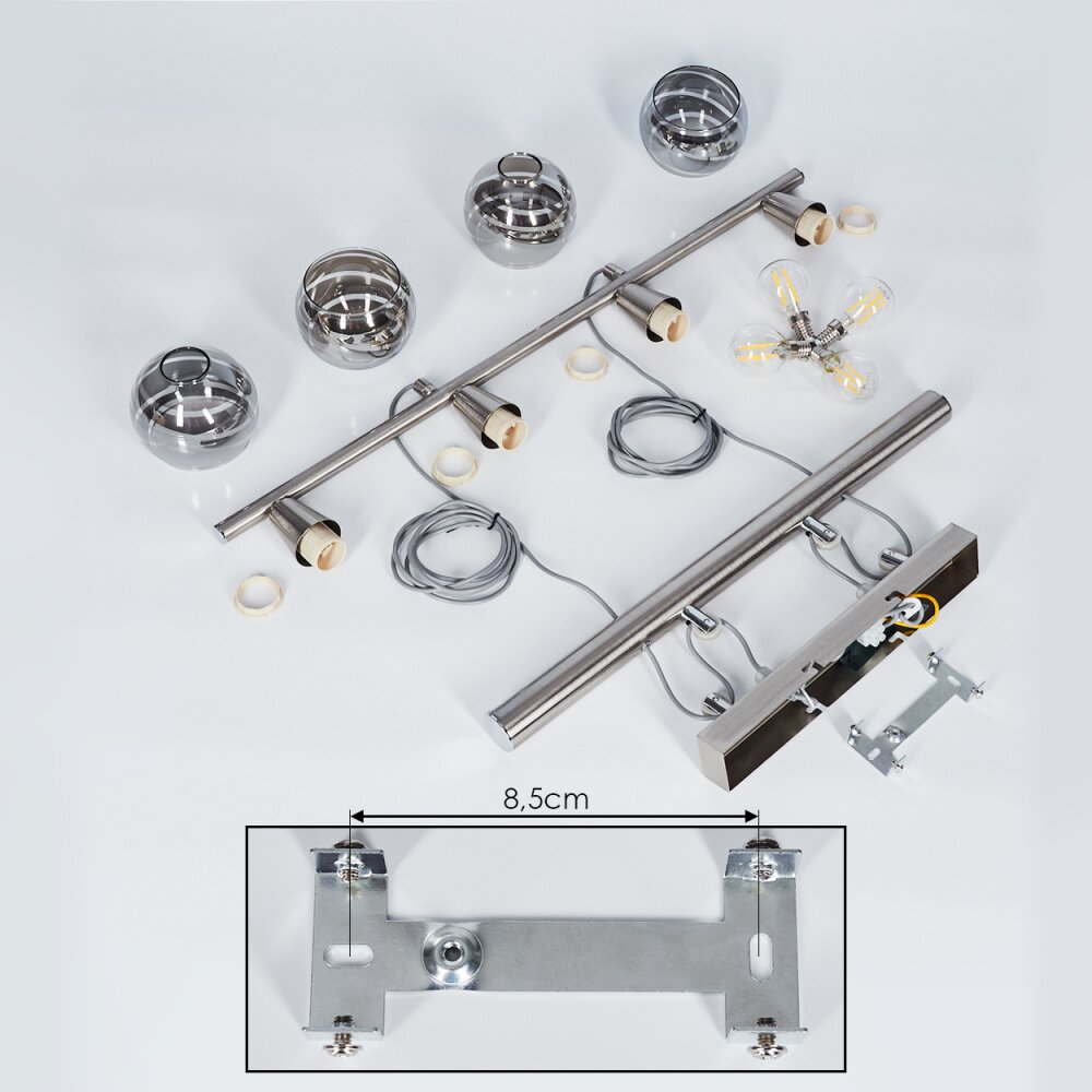 Warga Pendant Light LED matt nickel, 4-light sources