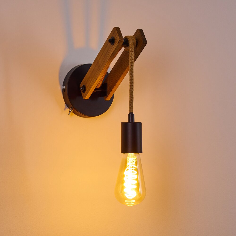 Aarhus Wall Light Dark wood, black, 1-light source