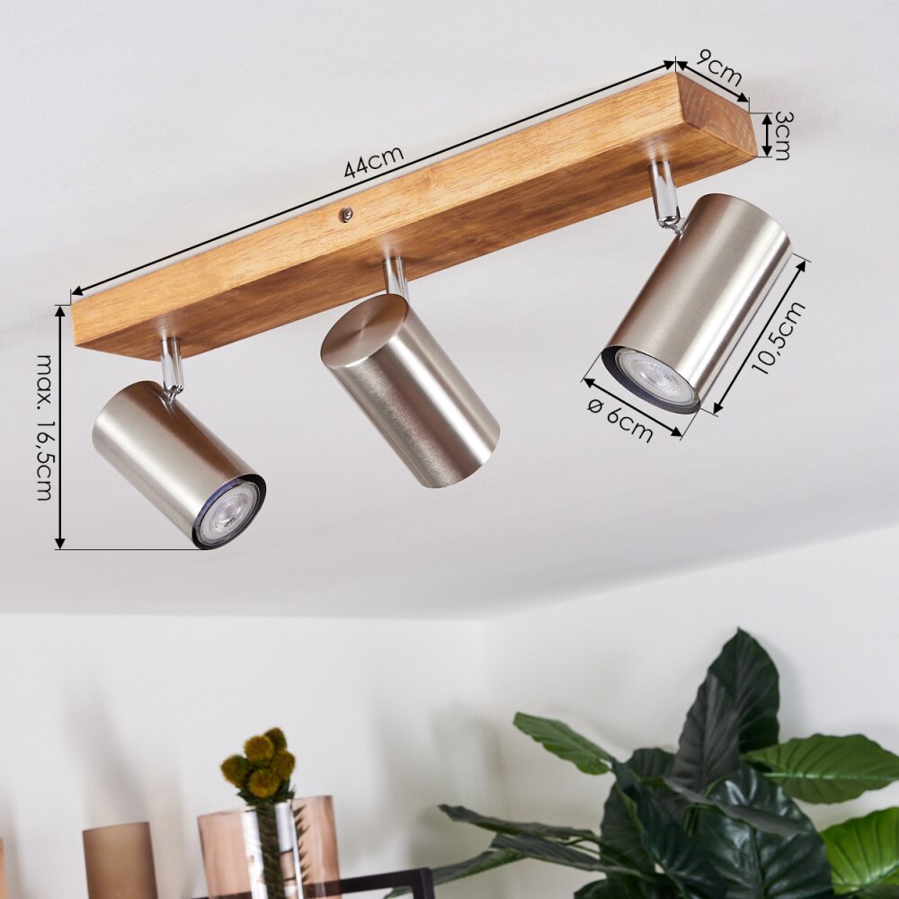 Zuoz Ceiling Light Light wood, 3-light sources