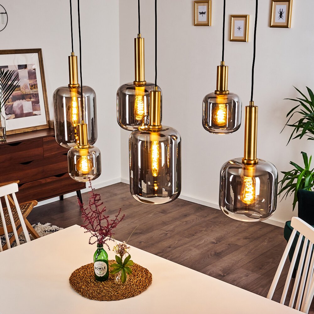 Maliali Pendant Light gold, brass, black, 6-light sources