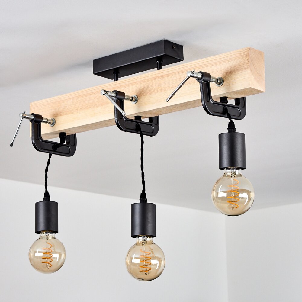 Hautahi Pendant Light Light wood, black, 3-light sources