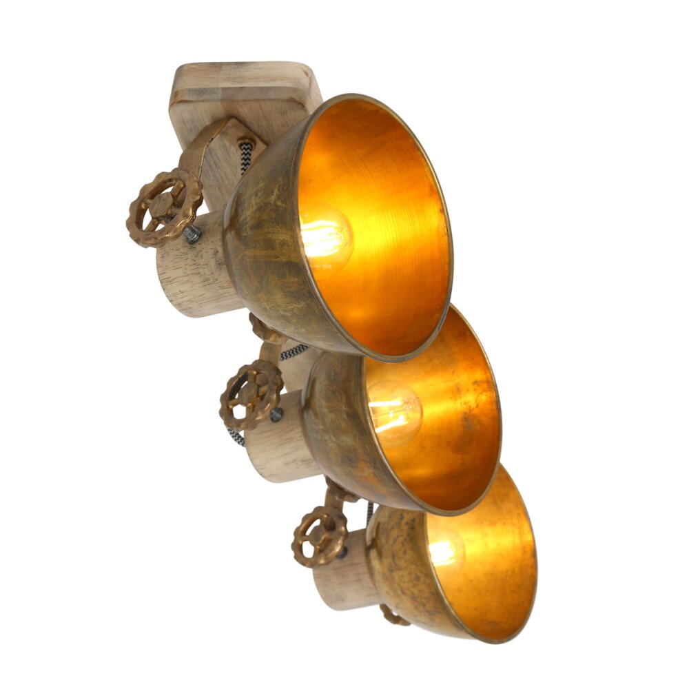 Steinhauer Gearwood Ceiling Light bronze, Light wood, 3-light sources