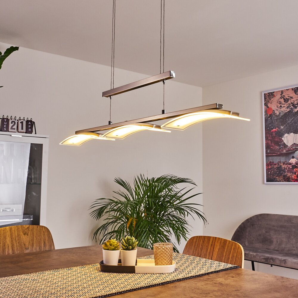Bolonda Pendant Light LED matt nickel, 3-light sources