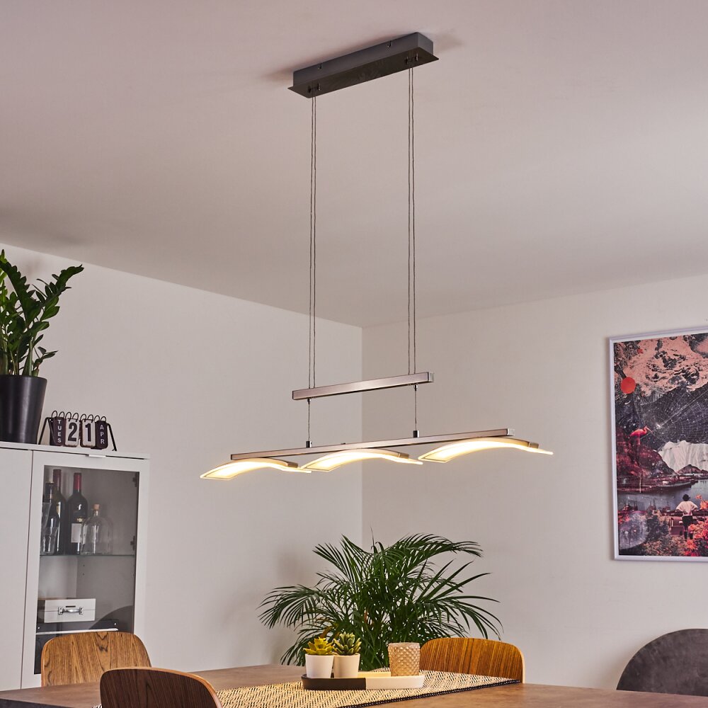 Bolonda Pendant Light LED matt nickel, 3-light sources