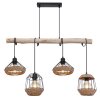 Globo SURRI Pendant Light Light wood, black, 4-light sources