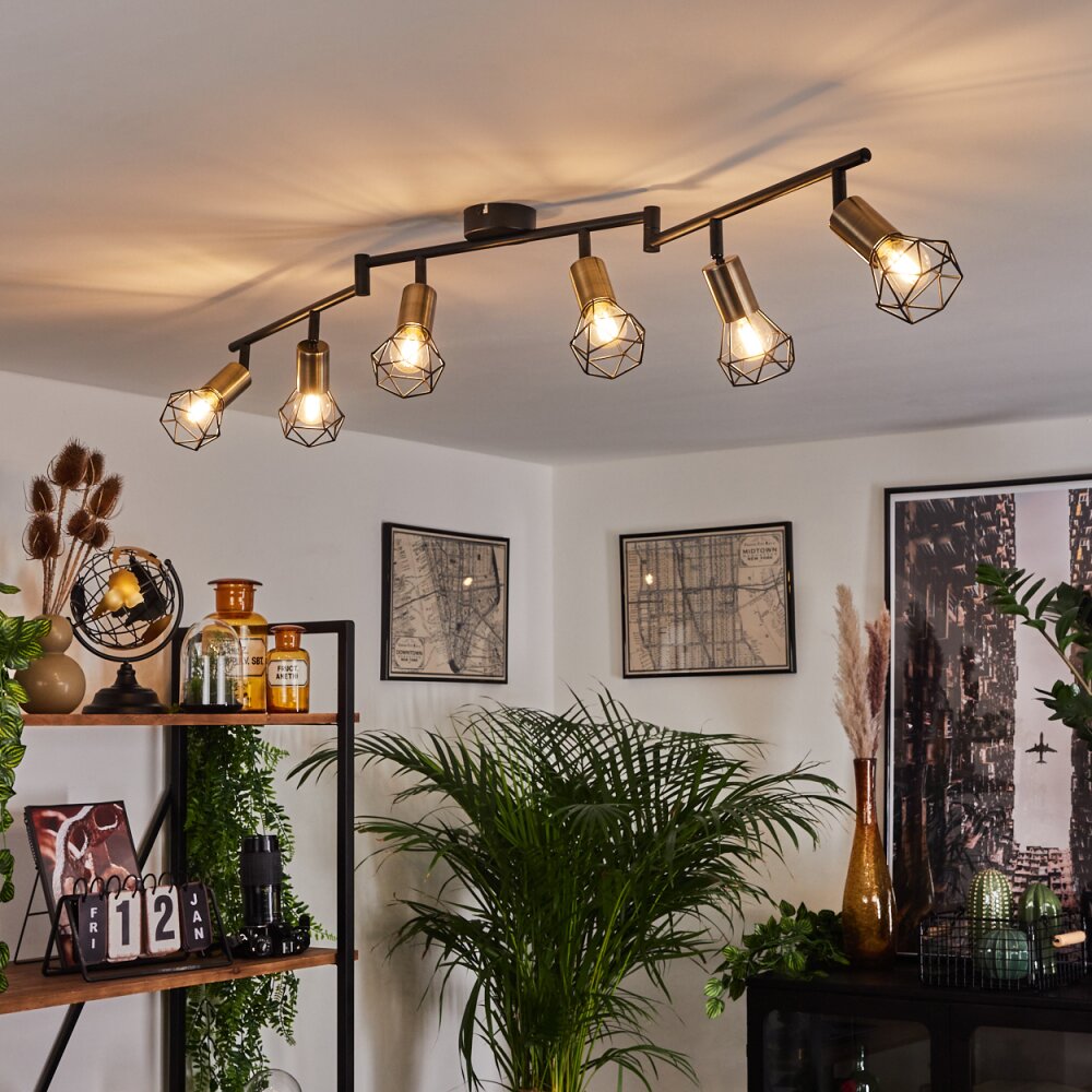 Baripada Ceiling Light brass, black, 6-light sources