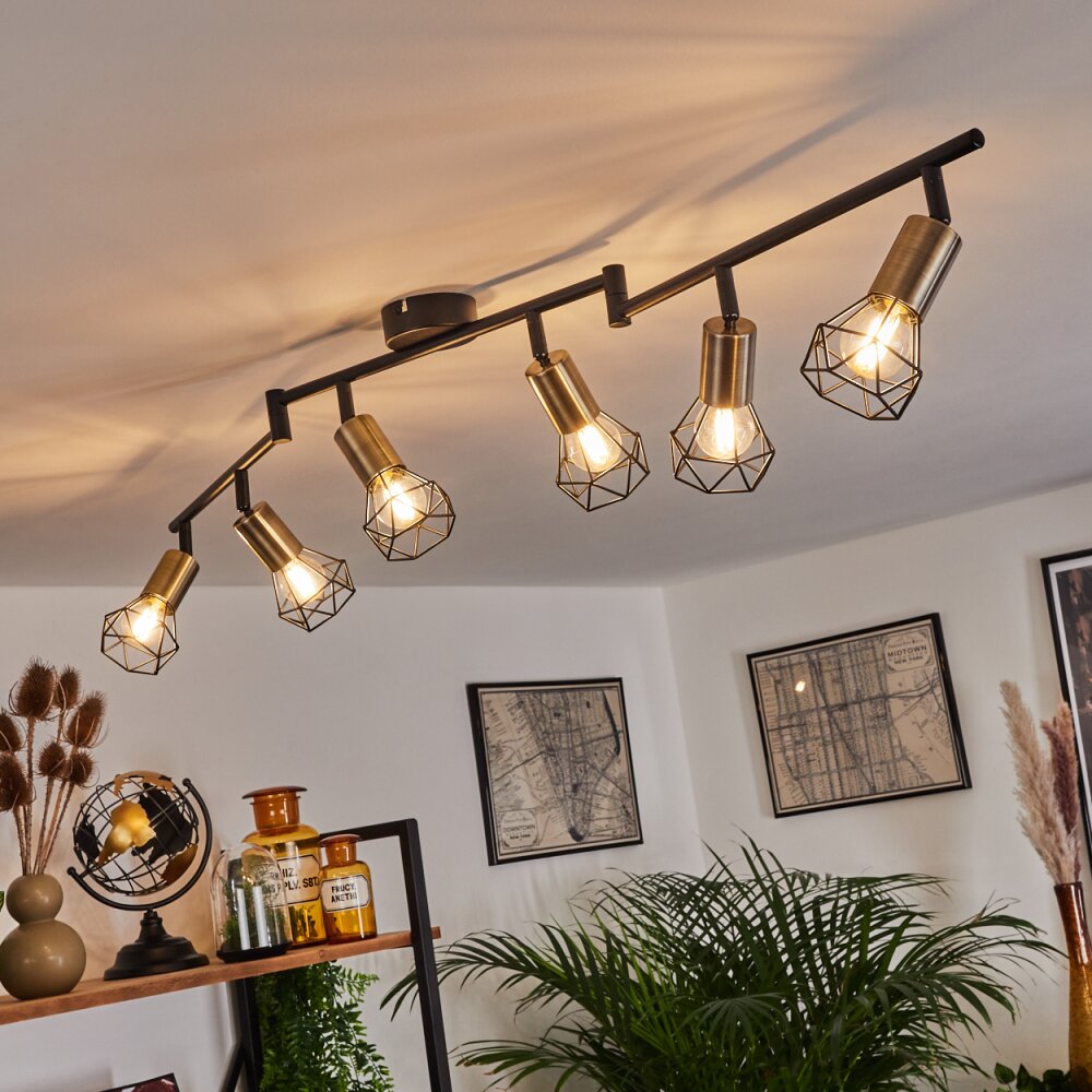 Baripada Ceiling Light brass, black, 6-light sources