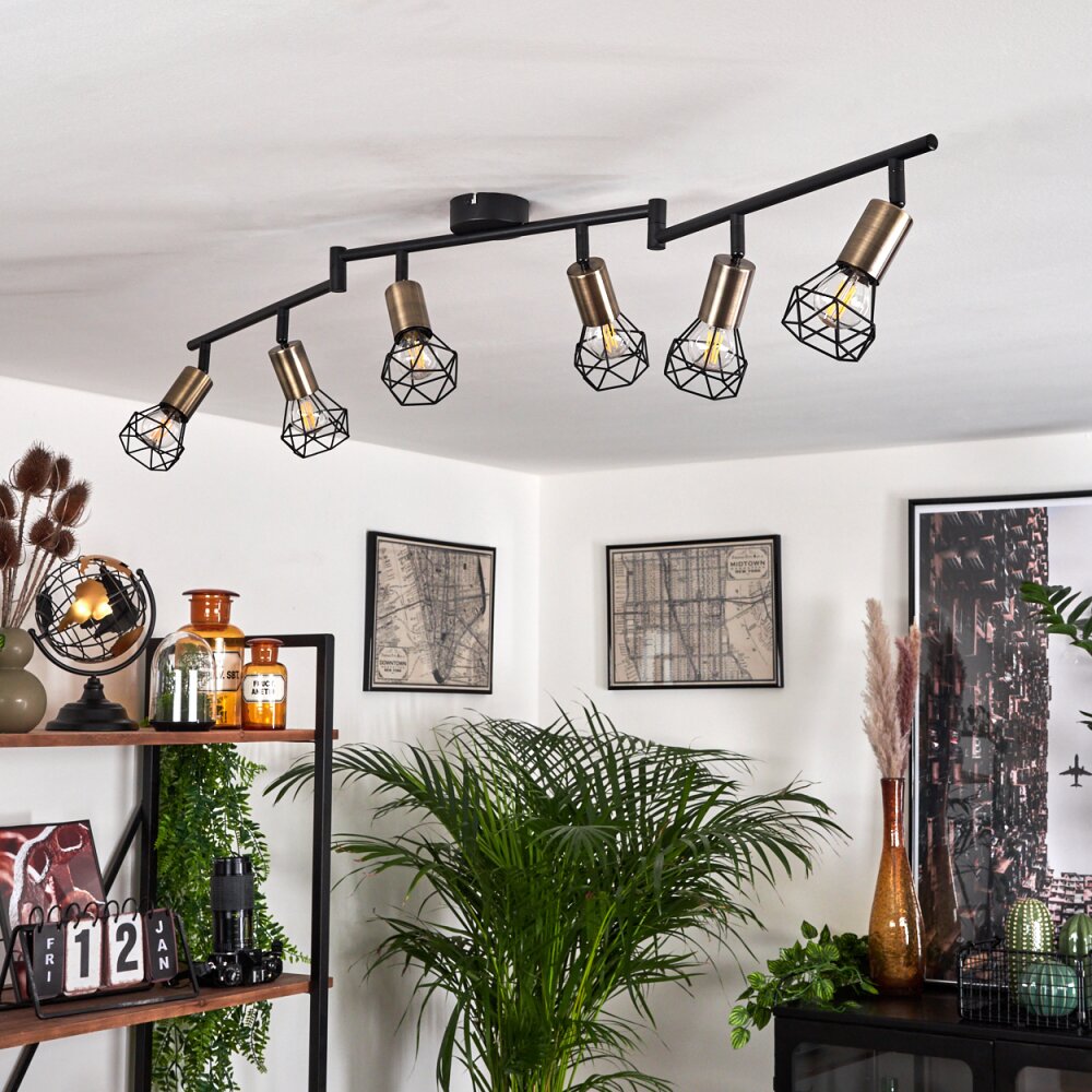 Baripada Ceiling Light brass, black, 6-light sources