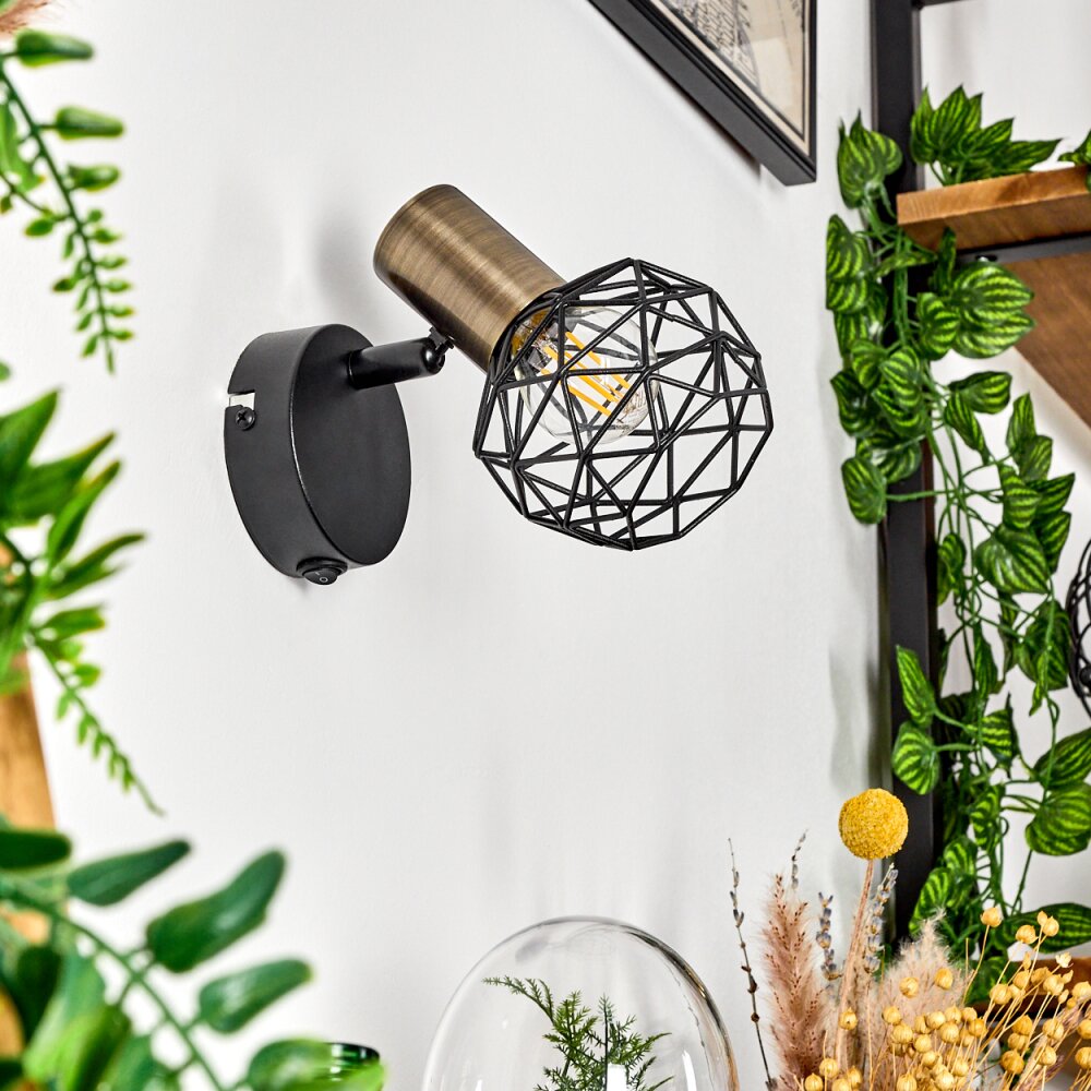 Palmira Wall Light brass, black, 1-light source