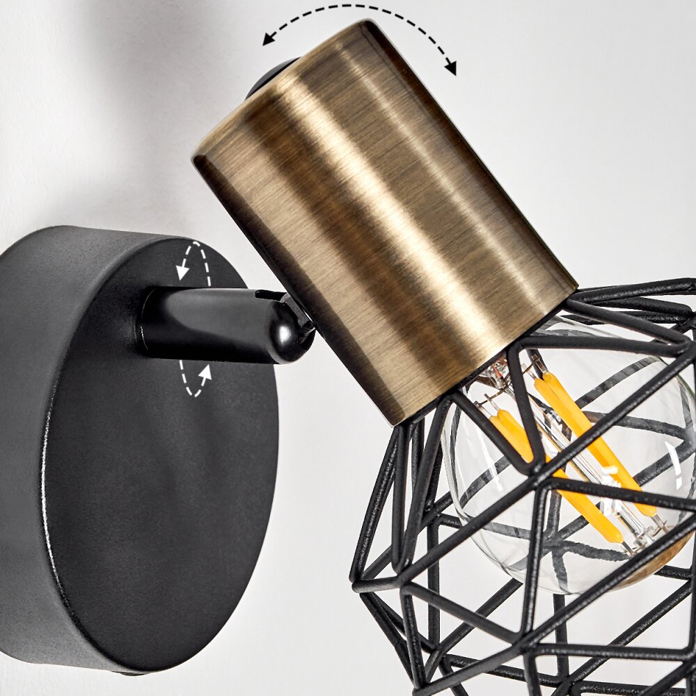 Palmira Wall Light brass, black, 1-light source