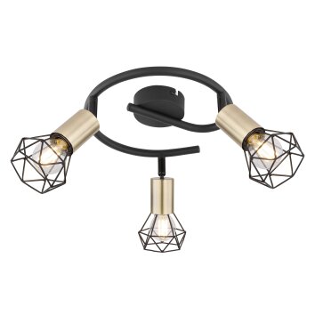 Globo XARA Ceiling Light antique brass, black, 3-light sources