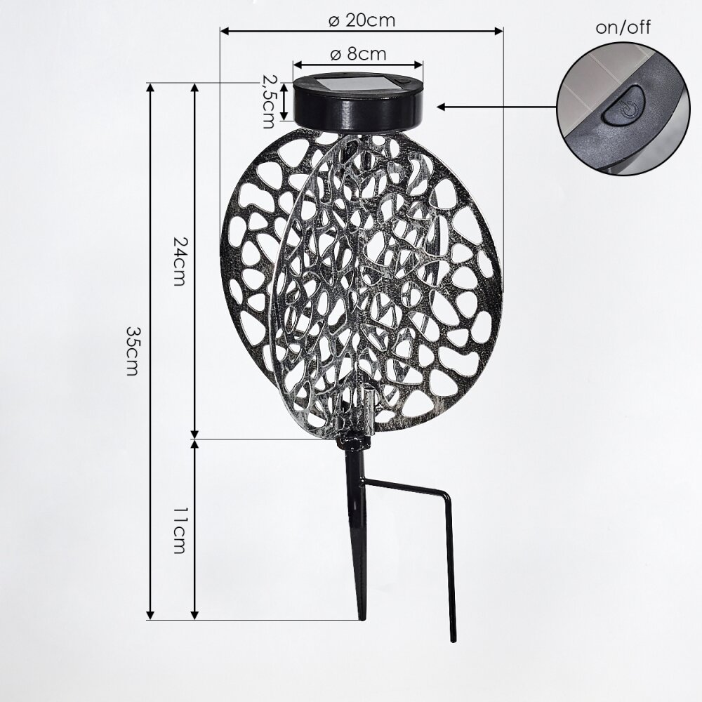 Mesan Solar lights LED black, silver, 1-light source