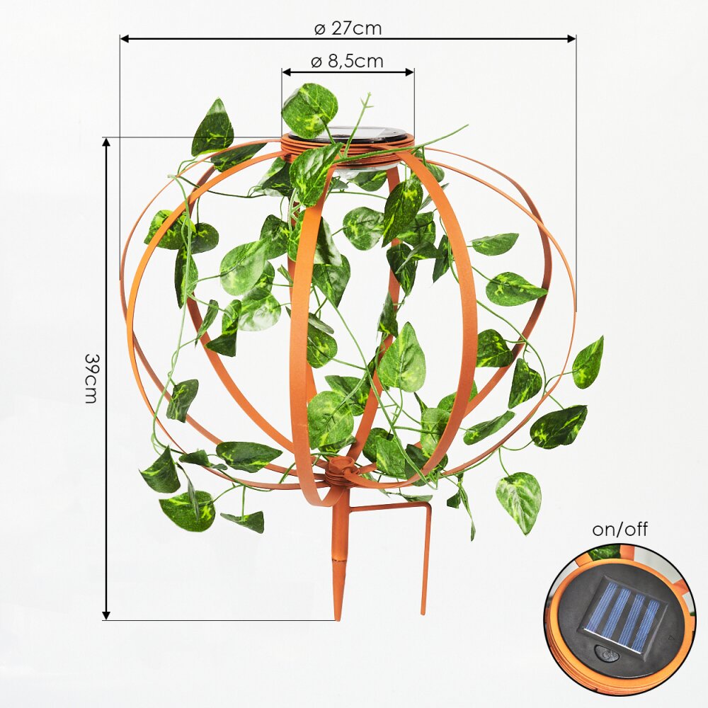 Yonkers Solar lights LED green, rust-coloured, 1-light source