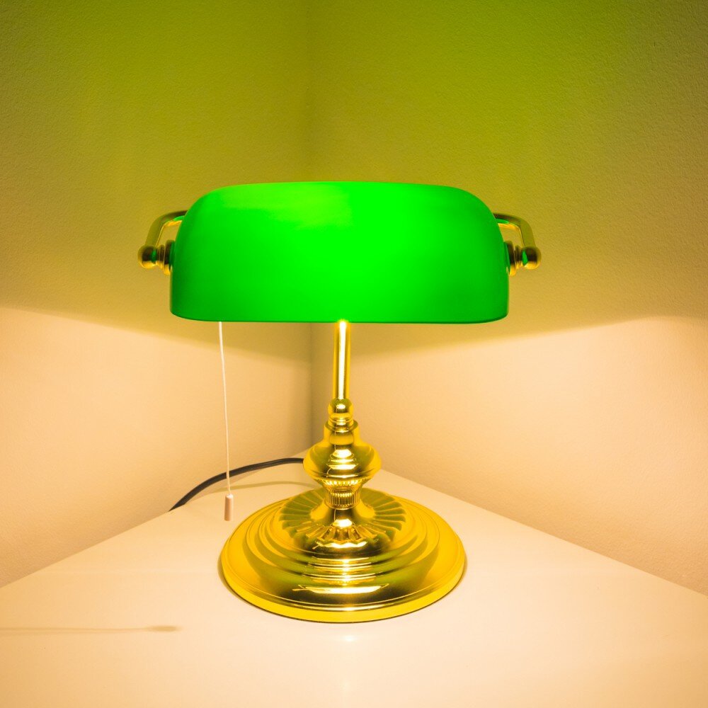 Bankers Desk Lamp Vintage Table Lighting Fixture Green/yellow