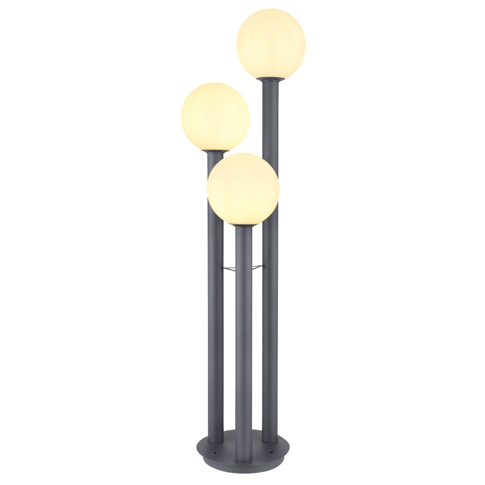 Globo LAURA path light anthracite, stainless steel, 3-light sources
