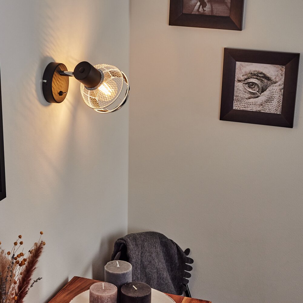 REVSBOTN Wall Light chrome, black, 1-light source