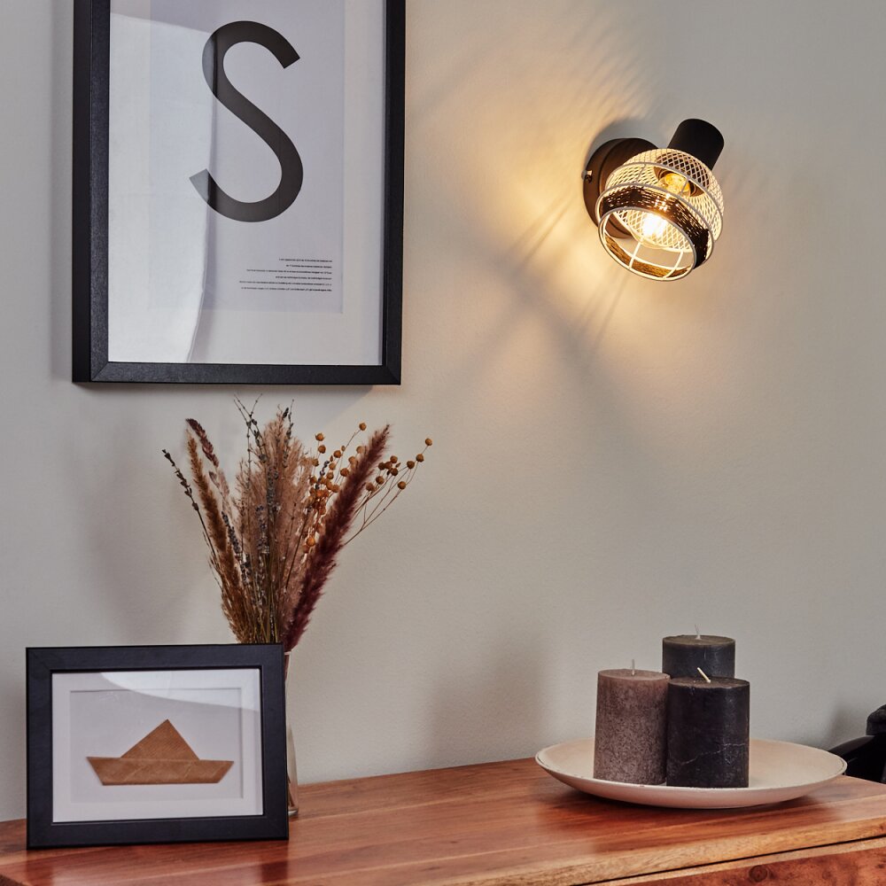 REVSBOTN Wall Light chrome, black, 1-light source