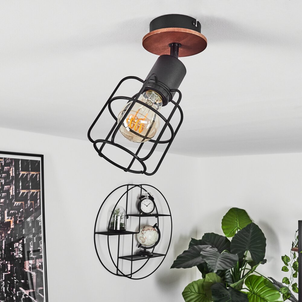 LOEDINGEN Ceiling Light Dark wood, black, 1-light source