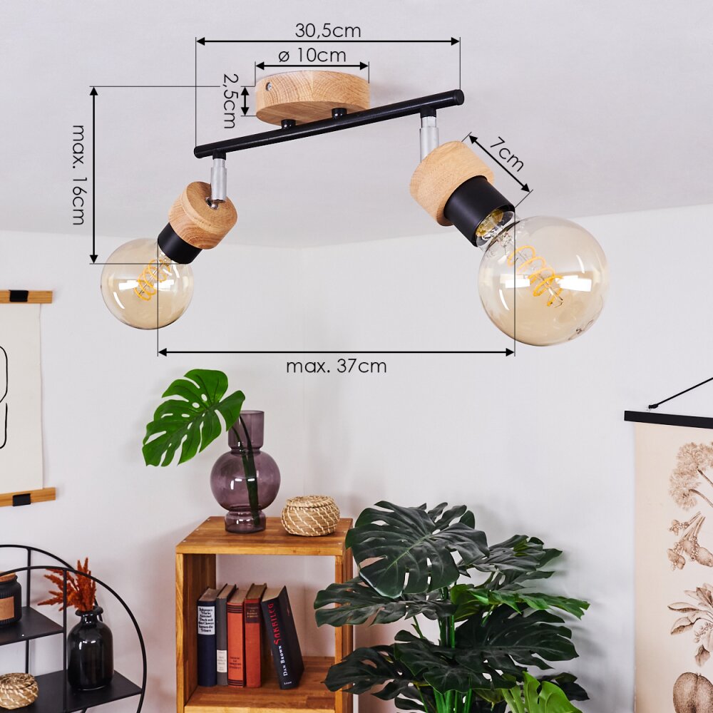 HARRAN Ceiling Light brown, chrome, black, 2-light sources