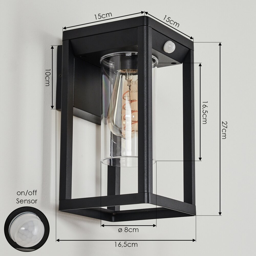 LESET Outdoor Wall Light black, 1-light source, Motion sensor