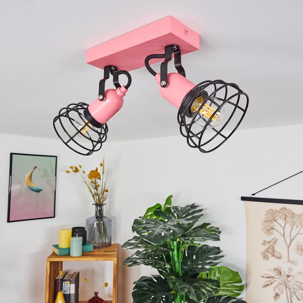 BUILAKO Ceiling Light pink, black, 2-light sources