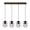 Globo WILLA Pendant Light Dark wood, black, 4-light sources