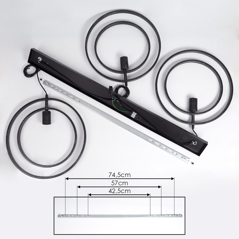 TERCEL Pendant Light dark brown, matt nickel, black, 3-light sources