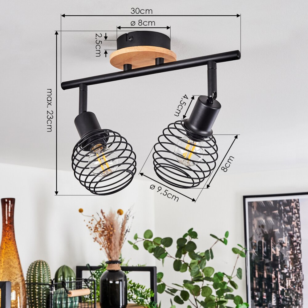 BALLIS Ceiling Light Ecru, black, 2-light sources