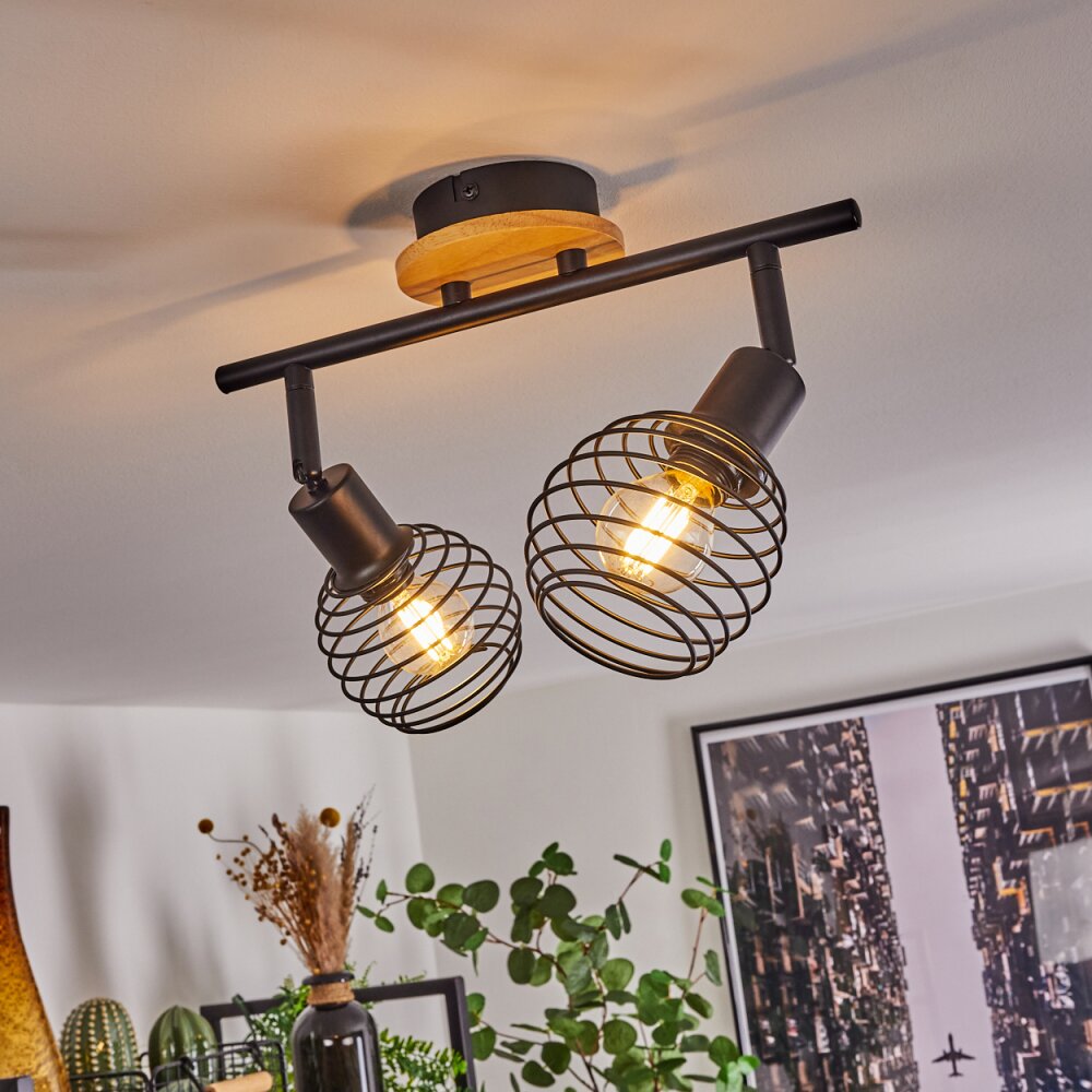 BALLIS Ceiling Light Ecru, black, 2-light sources